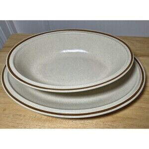 Set of 2 VTG Floral Expressions Hearthside Stoneware Hand painted Plate &Bowl